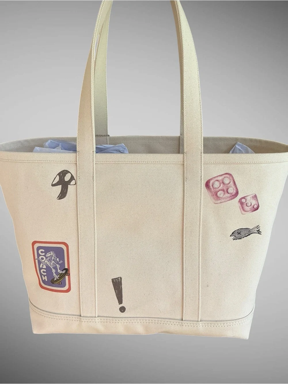 Coach Utility Tote Sketch Print Canvas Leather Laptop Bag NWT